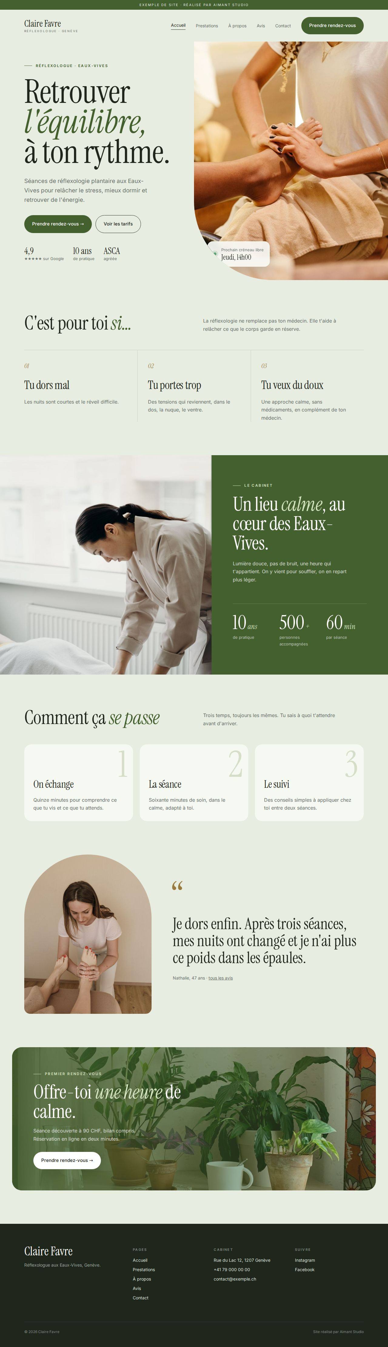 Page d'accueil du site cinq pages